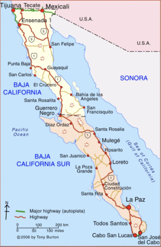 Карта Баха Мексика